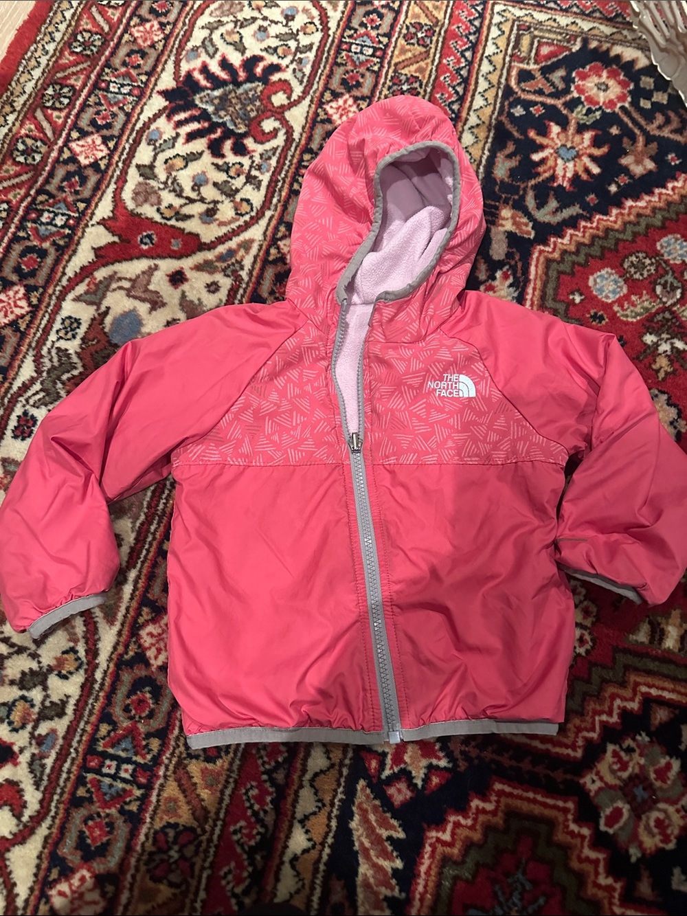 The North Face Girls Pink Hooded Rain Jacket